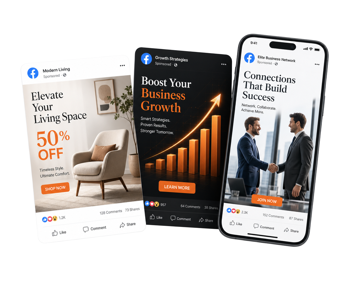 Facebook ad examples created with AdLyft 360